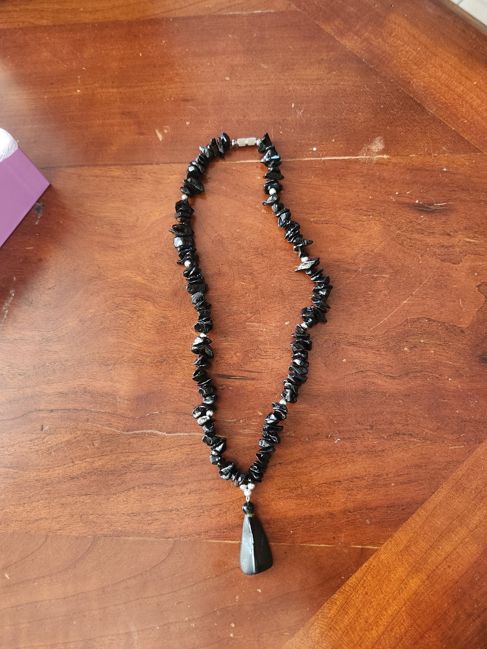 Classic Black Stone Teardrop Necklace - Women Jewelry